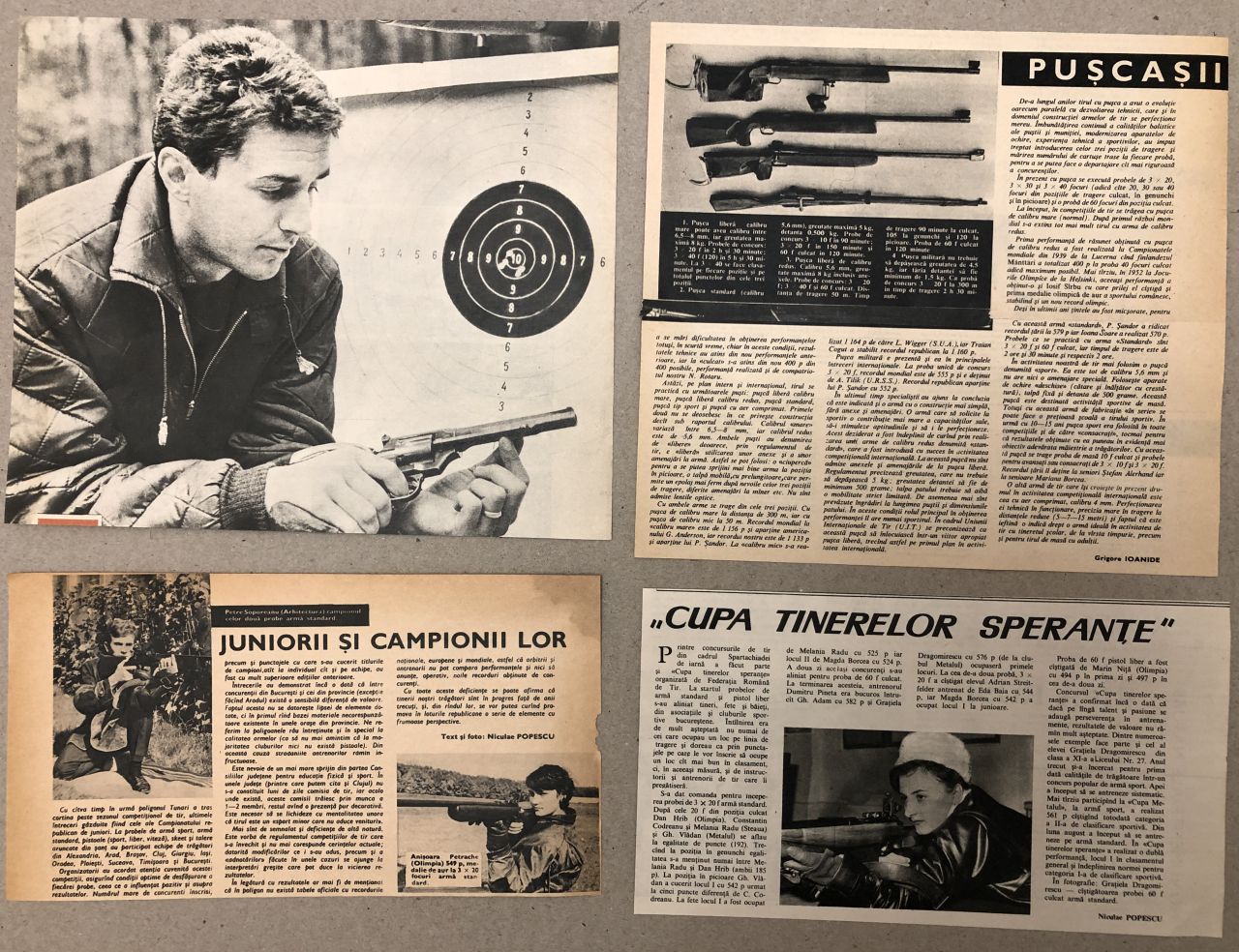 natural analog Moist arme și tir cu arma, lot 18 articole și fotografii de presă, anii 60,  format de la A6 la A4+ (cc14) – kolectionarul.ro