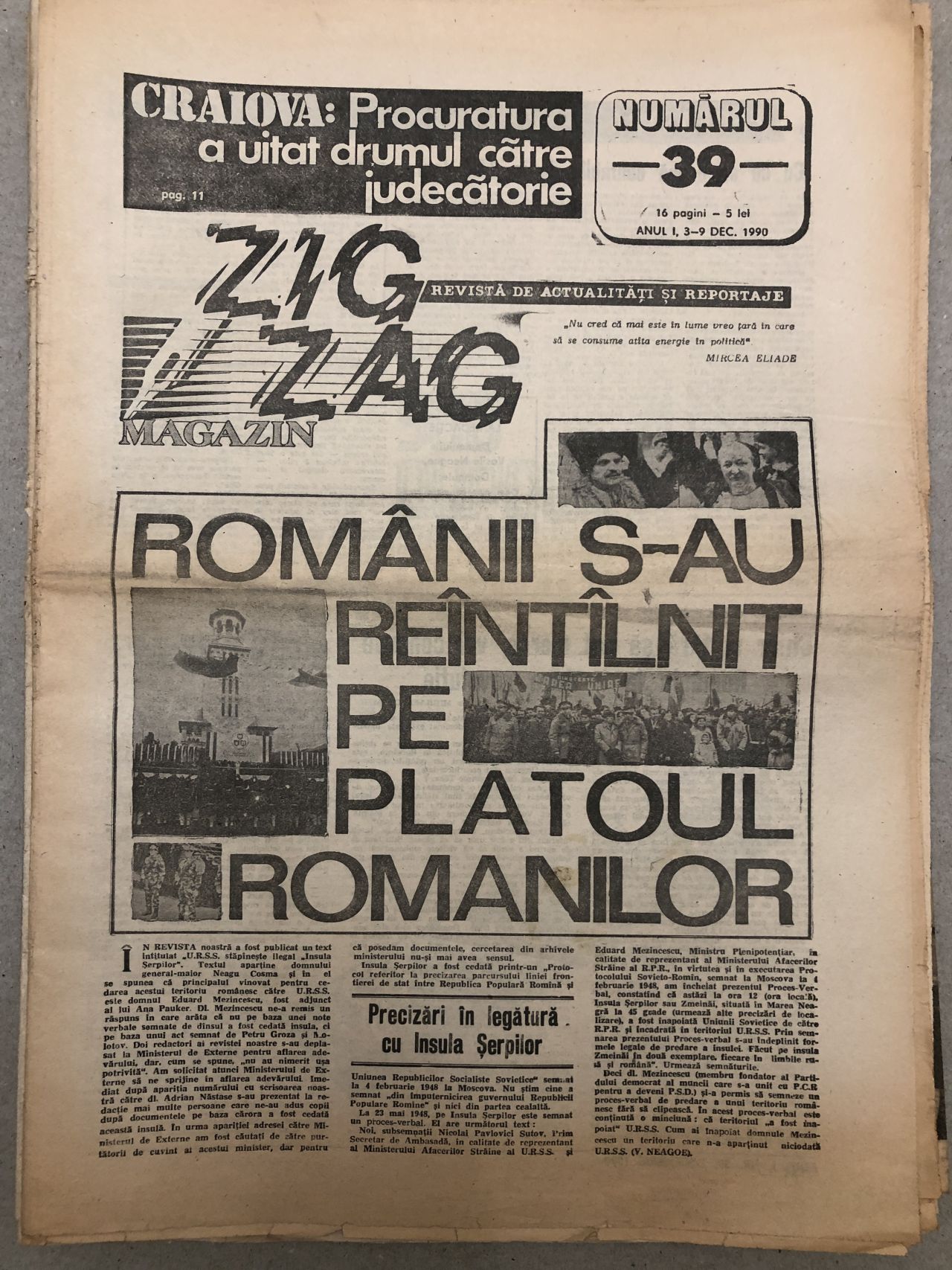 So-called preferable Vice Zig Zag Magazin, ziar vechi 3 decembrie 1990 – kolectionarul.ro