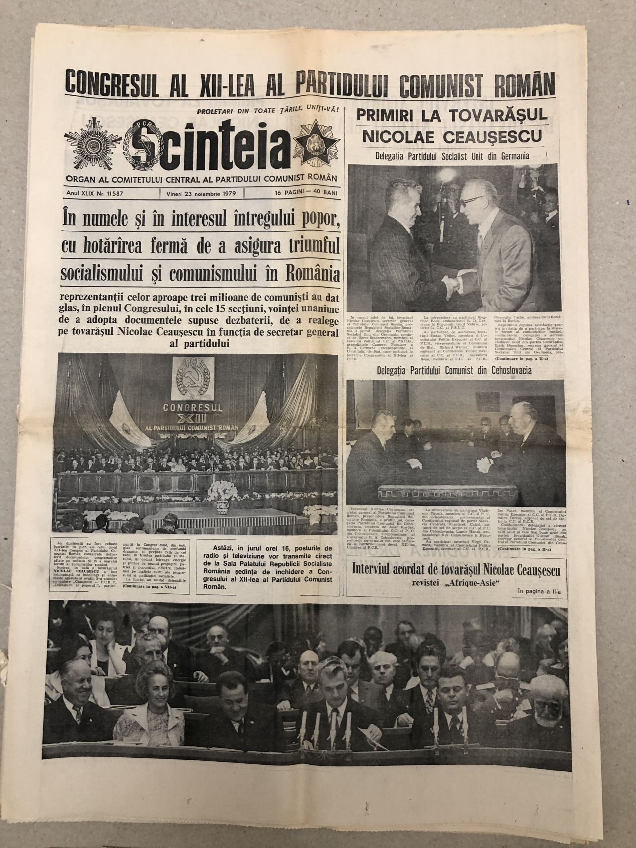 lose yourself brake Settlers Scinteia, ziar vechi comunism, 23 noiembrie 1979, Ceausescu, Congresul 12 –  kolectionarul.ro