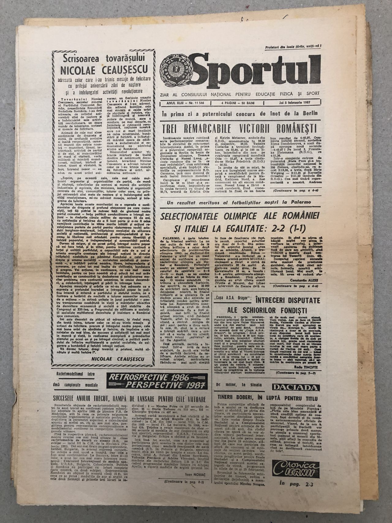 present day Scaring digestion Sportul, ziar vechi 5 februarie 1987 – kolectionarul.ro