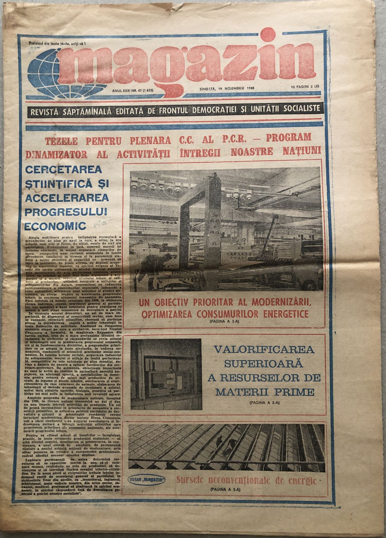 Monograph gravel Traveling merchant Magazin, ziar vechi comunism, 19 noiembrie 1988 – kolectionarul.ro