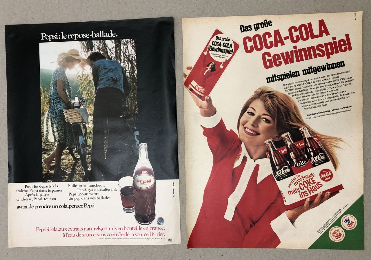 Egyptian brittle paddle Coca-Cola, Pepsi, Fanta, 8 reclame vechi de presa, anii 70, Europa –  kolectionarul.ro