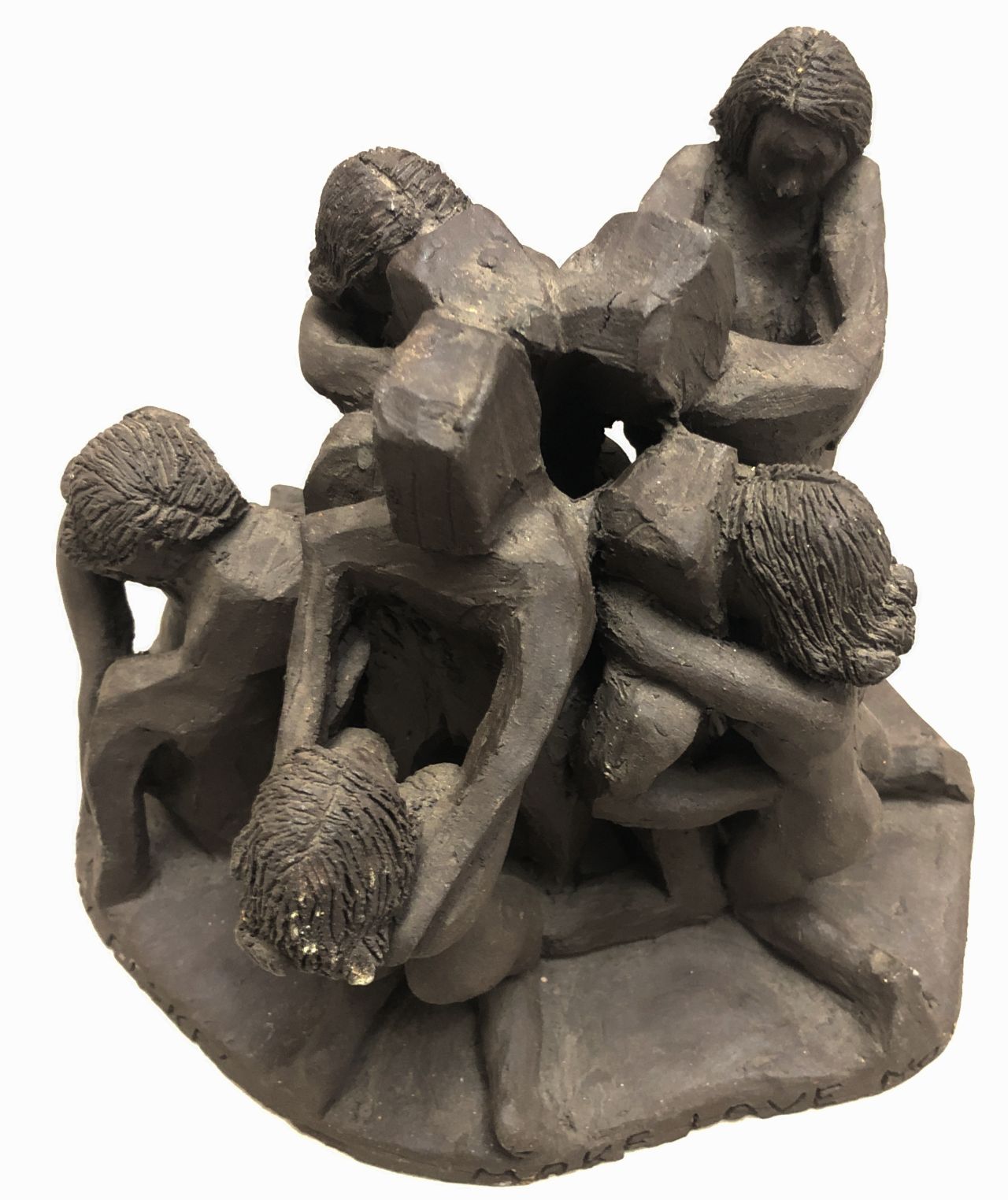 arch plate climb grup statuar, orgie, ceramica, aprox 20x20x20cm, semnat Niels Ostergooed  Knudsen 18 februarie 1986 – kolectionarul.ro
